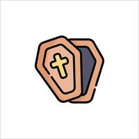 A cartoon coffin with a cross on it vector