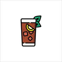 A drink with a lemon slice and a leaf on it vector