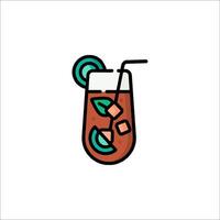 A drink with a straw and a slice of lime vector