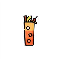 A drink with fruit and a slice of cake in it vector