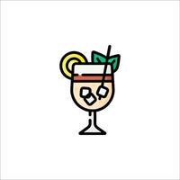 A drink with a lemon slice and ice vector
