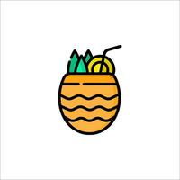 A pineapple drink icon with a straw and a straw vector