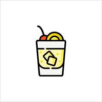A drink with a cherry on top and a slice of lemon vector