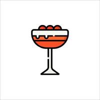 A dessert in a glass with cherries on top vector