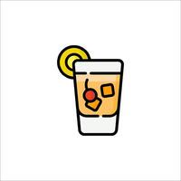 A drink with a cherry on top and a lemon slice vector