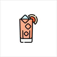 A drink with an orange slice and a slice of lemon vector
