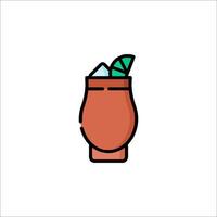 A drink with a green leaf in it vector