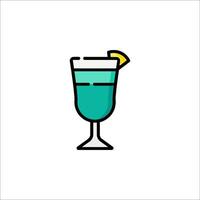A blue drink with a lemon slice in it vector