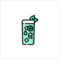 A drink with ice and lemon slices in it vector