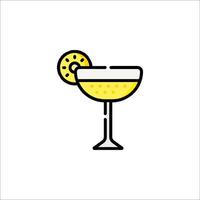 A cocktail with a slice of lemon on the rim vector