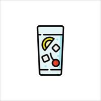 A drink with ice cubes and a cherry on top vector