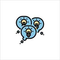 A light bulb icon with two bubbles vector