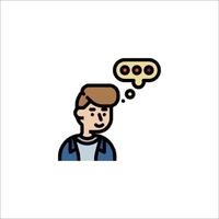 A man is thinking about something in the air vector