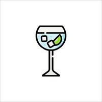 A drink with a lime in it on a white background vector