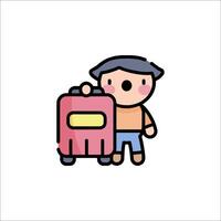 A cartoon man with a suitcase on his back vector