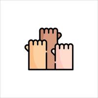 A group of hands holding up a fist icon vector