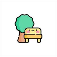 A cartoon character sitting on a bench next to a tree vector