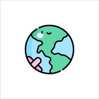 A cartoon earth with a pink heart on it vector