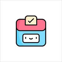 A calendar icon with a check mark on it vector