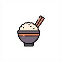Rice bowl icon with chopsticks in it vector