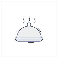 A cloche with a hot dish on top line icon vector