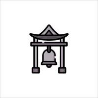A bell and a pagoda icon on a white background vector