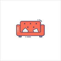 A couch with a broken armrest icon vector