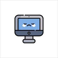 A computer with a sad face on it vector