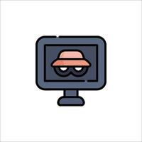 A computer monitor with a hat on it vector