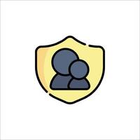 A shield icon with two people inside vector