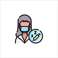 A woman with a mask and a syringe vector