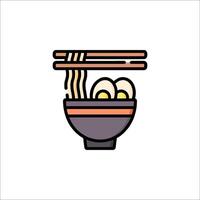 A bowl of noodles with chopsticks on top vector