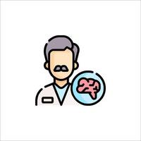 A man with a mustache and glasses holding a brain vector