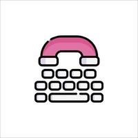 A pink typewriter icon on a white background vector