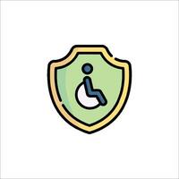 A shield with a wheelchair icon on it vector