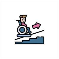A man in a wheelchair is going down a ramp vector