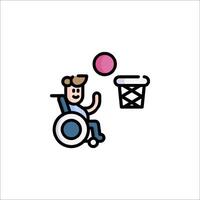 A man in a wheelchair playing basketball with a ball vector