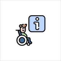 A man in a wheelchair is holding an i sign vector