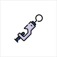 A blue and white icon of a tool with a key vector