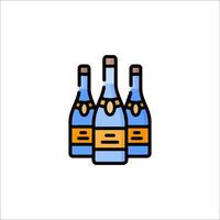 Three bottles of champagne on a white background vector