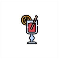 A drink with a slice of lemon and a straw vector