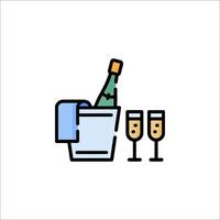 A bottle of champagne and two glasses in a bucket vector