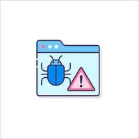 A bug icon on a computer screen with a warning sign vector