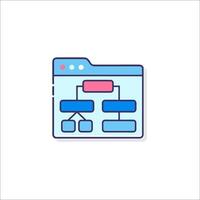 A flat icon of a computer screen with a diagram vector
