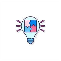 A light bulb with a puzzle piece inside vector
