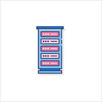 A server rack with four drawers on it vector
