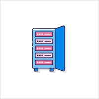 A server rack with four open doors vector