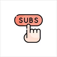 Subs button with finger pointing to it vector