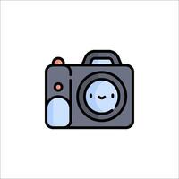 A camera icon with a smiley face vector