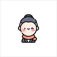 A cartoon character with a scarf on her head vector